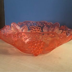 Vintage (1950’s) Salmon-Colored Transparent Plastic Fruit Bowl